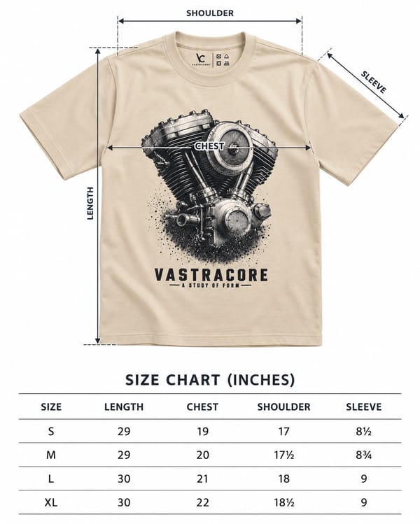 Men's Halftone V-Twin Oversized Sueded Graphic T-Shirt — Sand