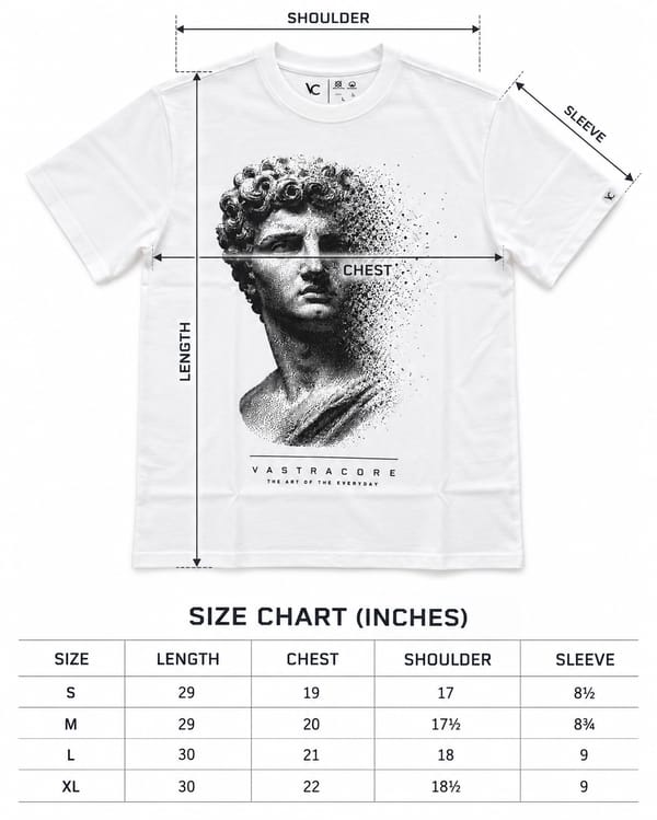 Men's Statue Bust Oversized Sueded Graphic T-Shirt — White