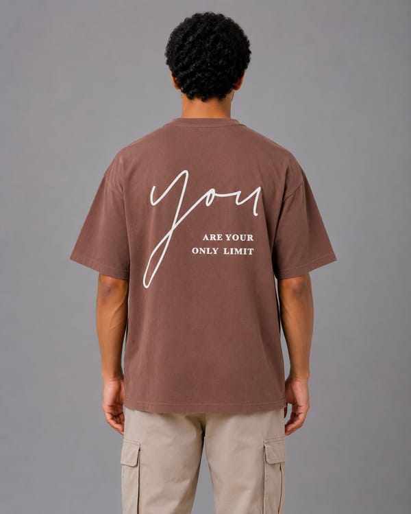Men's Your Only Limit Oversized Print T-Shirt — Coffee Brown