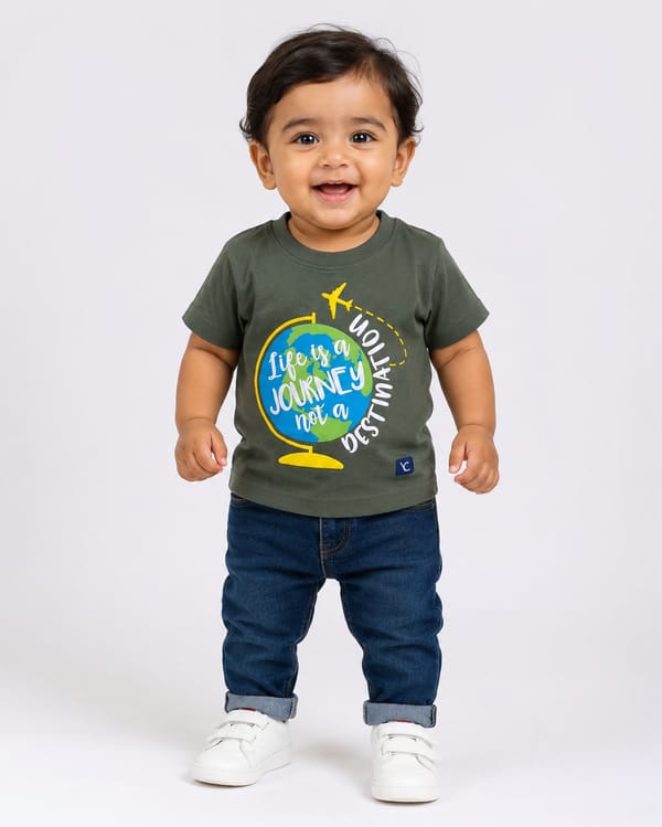 Kids' Destination Front-Print Cotton T-Shirt — Mint / Sage