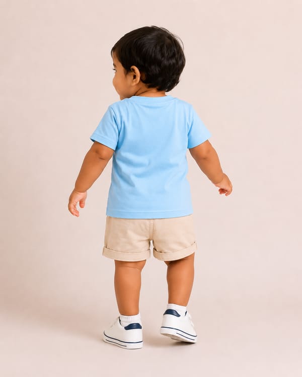 Kids' Little Mouse Oversized Print T-Shirt — Sky Blue